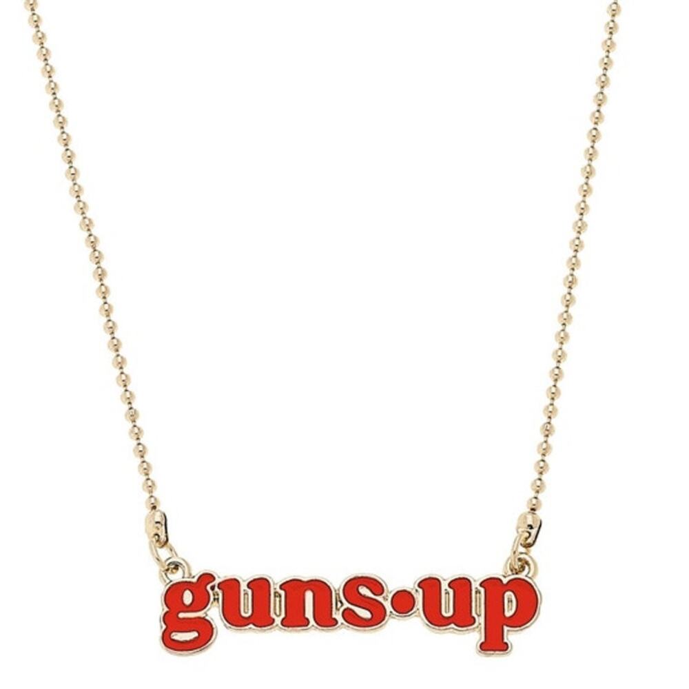 Texas Tech Red Raiders Slogan Necklace Red Shiny Gold